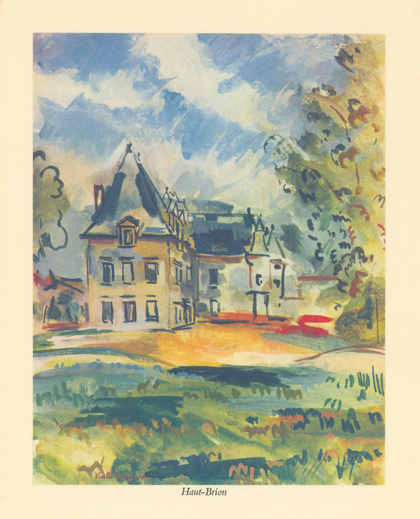 Haut-Brion wine estate by Keith Baynes. Gironde Bordeaux 1950 old print